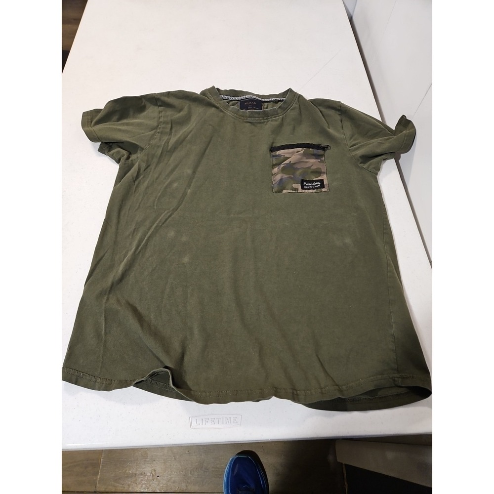 Nomad Brand T-shirt Olive With Camo Zip Chest Pocket Mens Lg (1406 - Picture 1 of 8